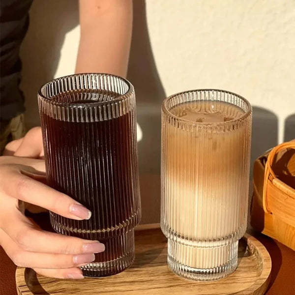Ribbed Tumblers with Lid and Straw - Clear - 1 Piece