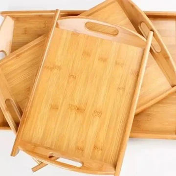 Set Of 3 Bamboo Wooden Tray