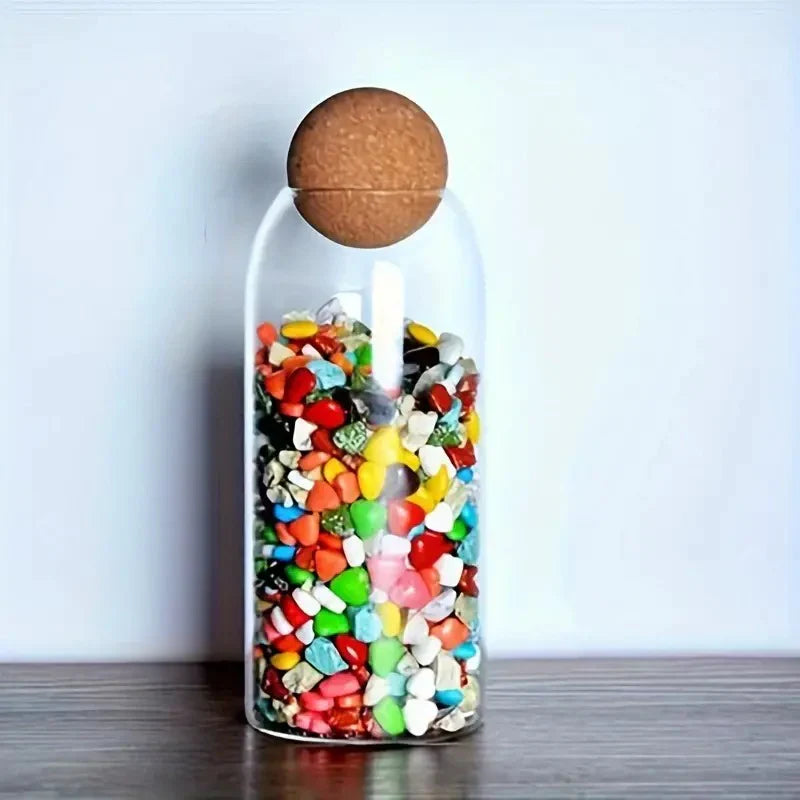Glass Bottle Sealed Jar With Spherical Cork