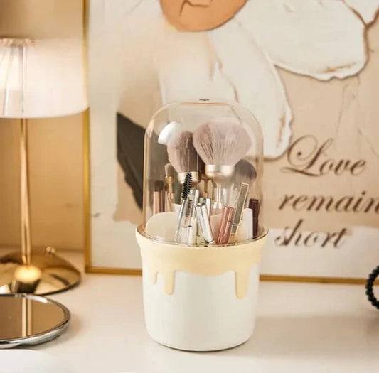 Multi Compartment With Lid, Dustproof Rotating Holder, Makeup Brush Display Case