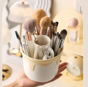 Multi Compartment With Lid, Dustproof Rotating Holder, Makeup Brush Display Case