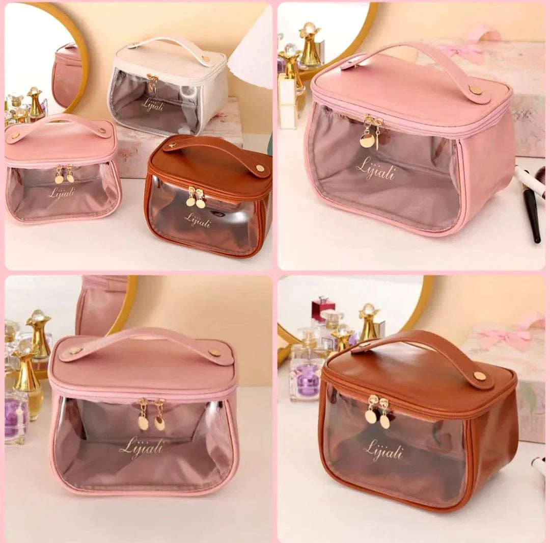 PU Leather transparent Cosmetic Pouch