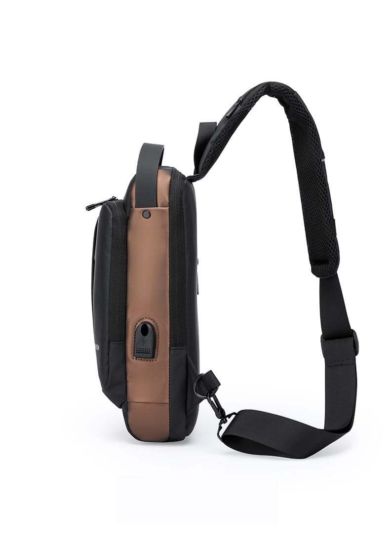Fashion Men Sling Bag Pack with Lock Waterproof Anti-Theft Chest Bag with USB Charging Port Shoulder Bag Body Backpack with TSA Lock