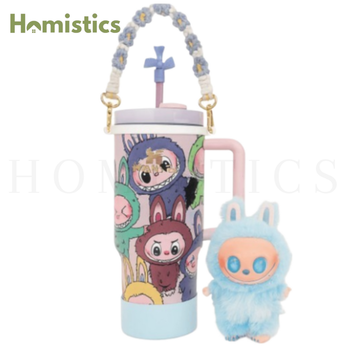 Stanley X Labubu Quencher Tumbler 40oz With Labubu Doll - PINK
