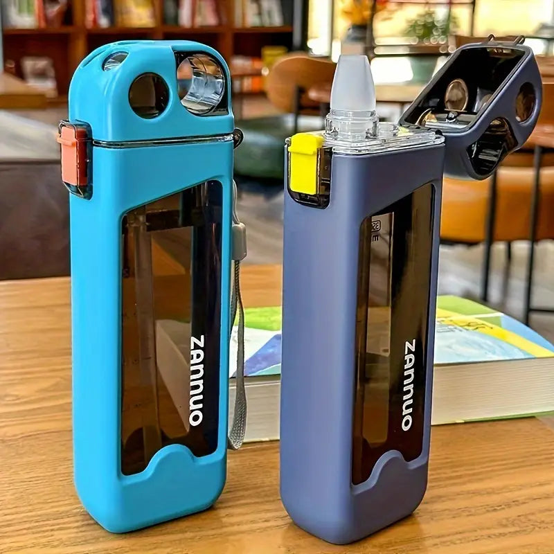 350ml Square shape Sports water bottle with popup straw and lock
