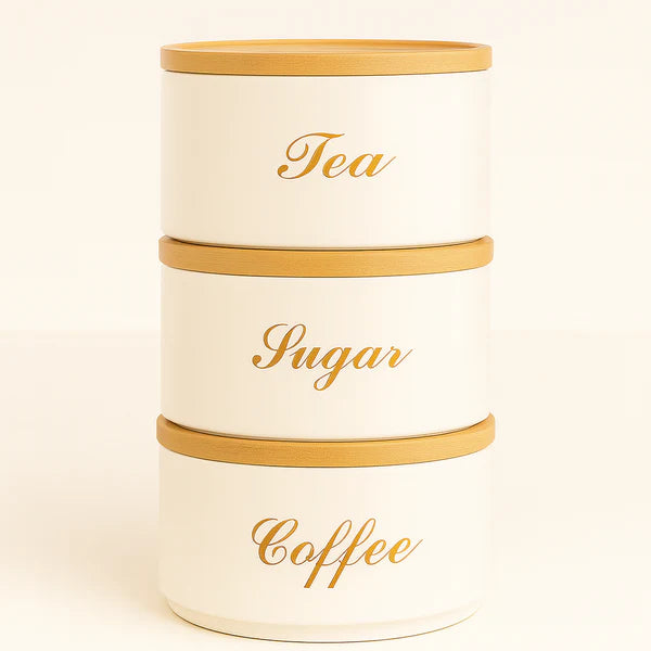 Stacking Metal Canister Set - White