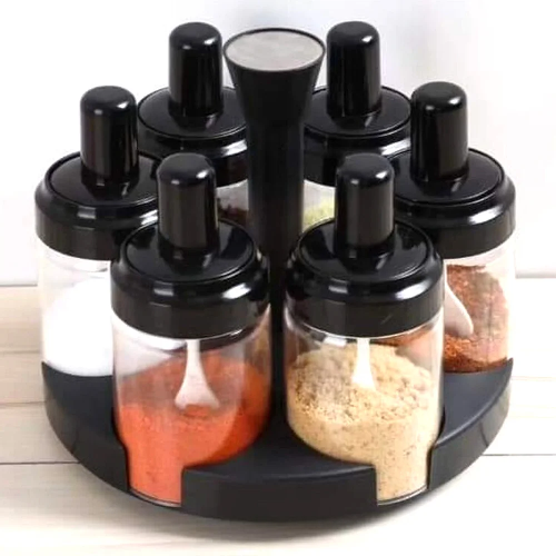 Rotating Spice Rack with 6Bottles