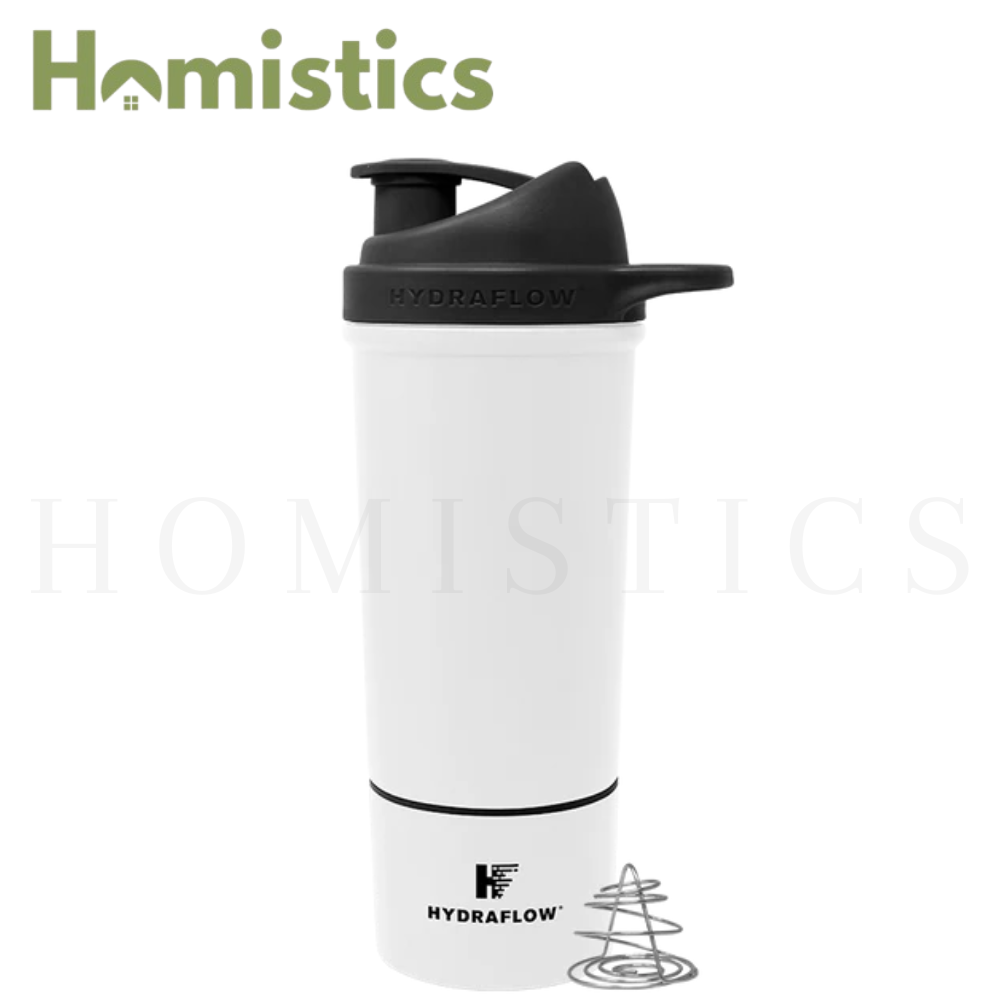 Hydraflow 32oz protein shaker bottle white stainless steel with mixer spring Pakistan