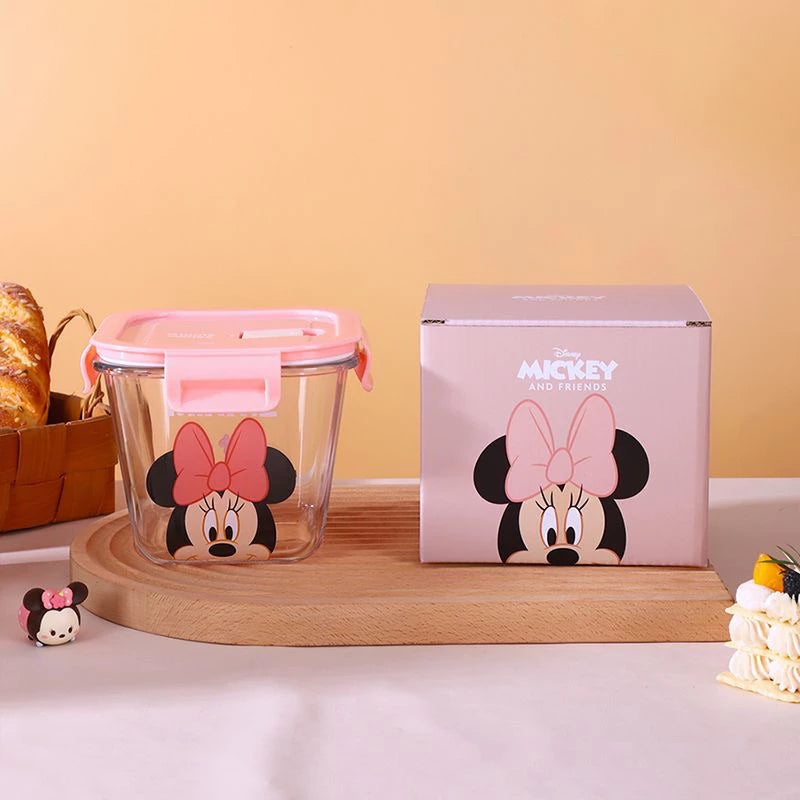 DISNEY Mickey and Friends Airtight Glass Food Storage Box- 900ml