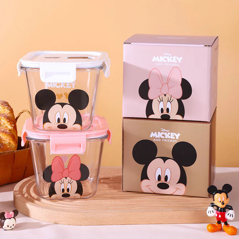 DISNEY Mickey and Friends Airtight Glass Food Storage Box- 900ml
