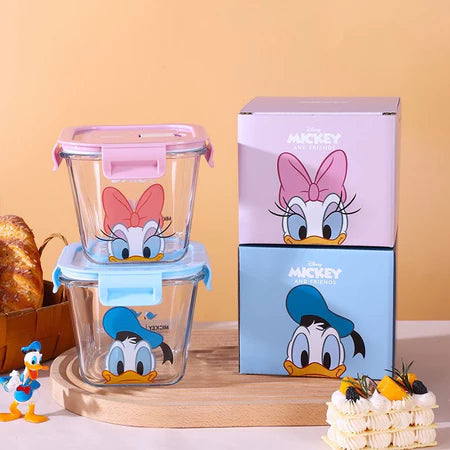 DISNEY Mickey and Friends Airtight Glass Food Storage Box- 900ml
