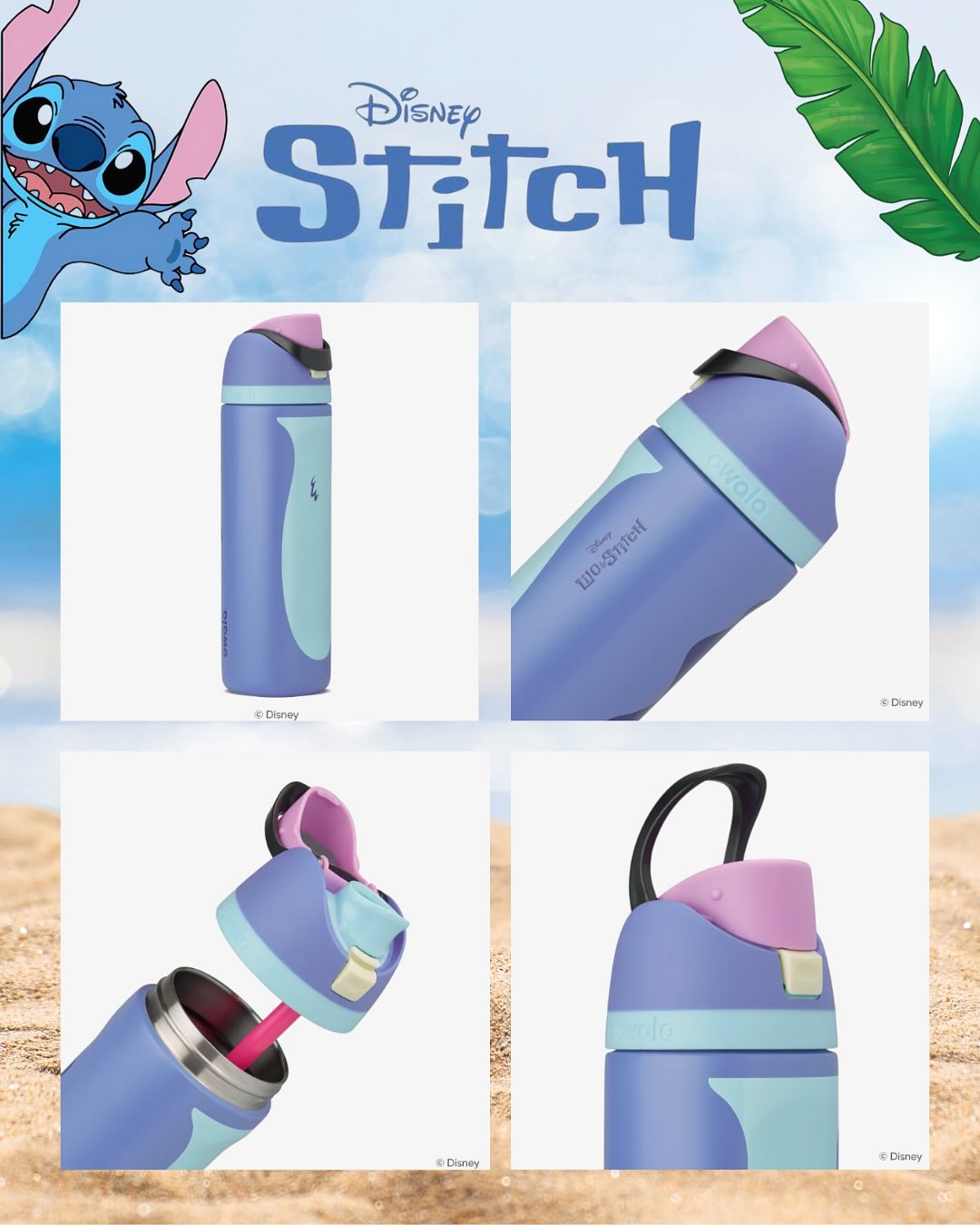 Owala FreeSip 32oz Disney Stitch water bottle collage view Pakistan