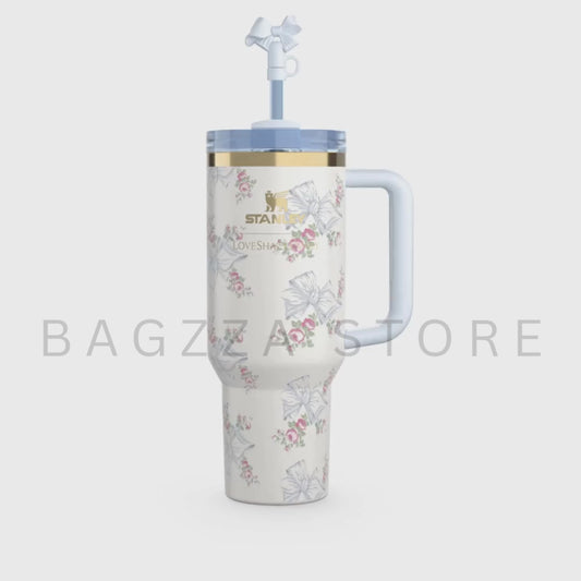 The Stanley X LoveShackFancy Holiday Quencher | 40 OZ- Rosa Beaux Blue