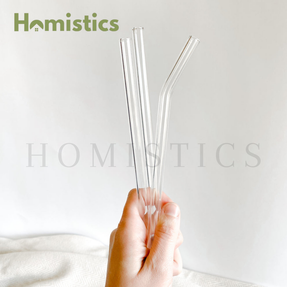 Classic Clear Straight Glass Straws - 6 Pack | 7mm Skinny Curve