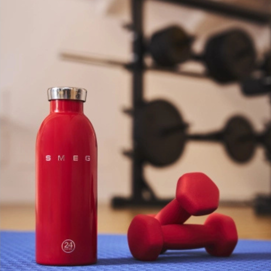 SMEG x 24Bottles Clima Red Bottle 500 ml insulated stainless steel bottle front view