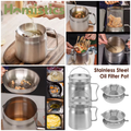 Stainless Steel Oil Storage Container with Lid and Strainer