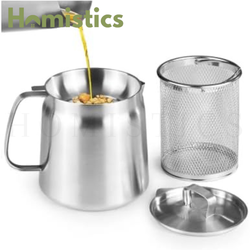 Stainless Steel Oil Strainer & Fryer Pot 2.0L with Lid for Kitchen Use in Pakistan
